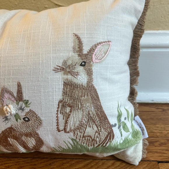 ISAAC MIZRAHI spring rabbit bunny pillow 24"x14" Easter beaded embroidered - Picture 2 of 8